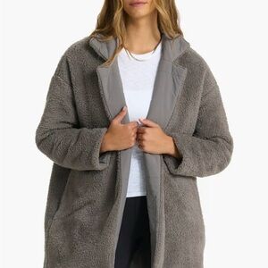 Vuori NWT cozy Sherpa blazer in smoke gray long open coat jacket